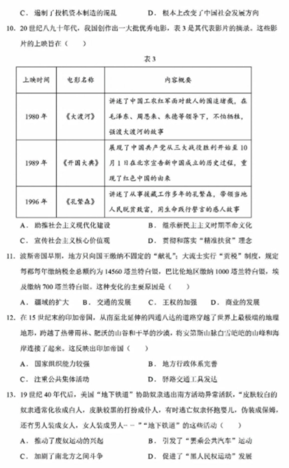 江苏高三10月百校联考（金太阳）历史试题及答案