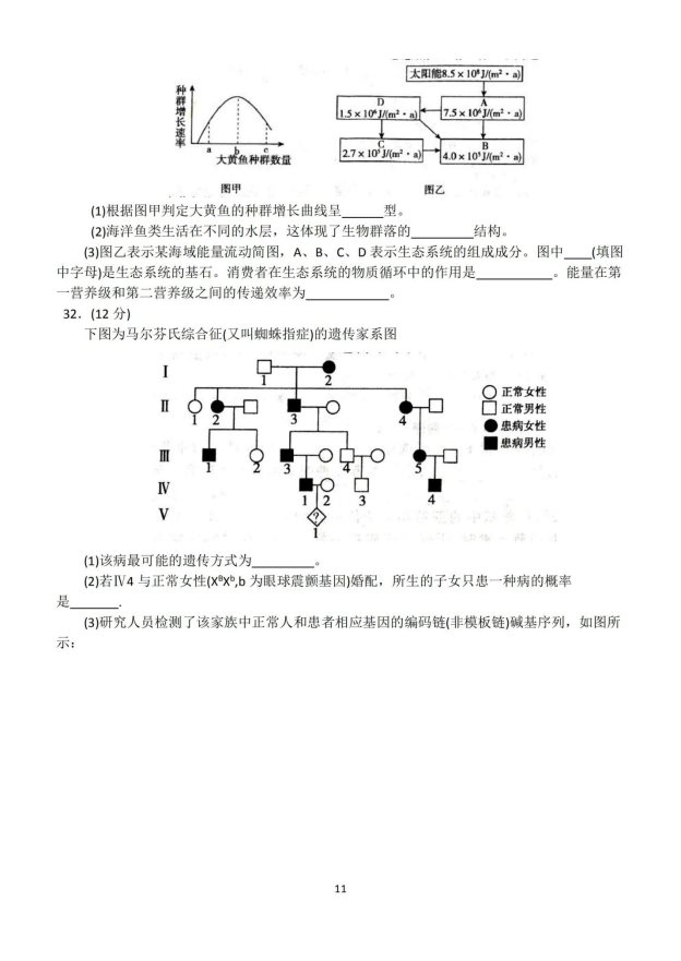 2020届郑州市第四十七中高三理综（线上）模拟试题_10