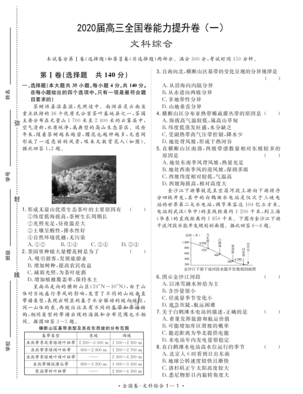 2020届河南省高考文综模拟试题（下载版）_00