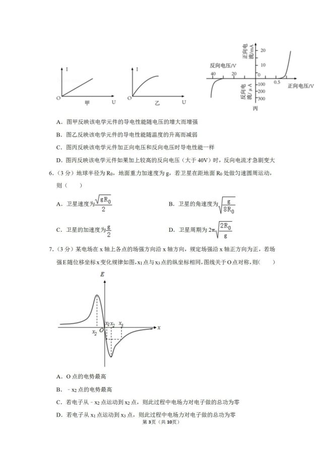 2020届浙江省台州中学物理高考一模试题_03