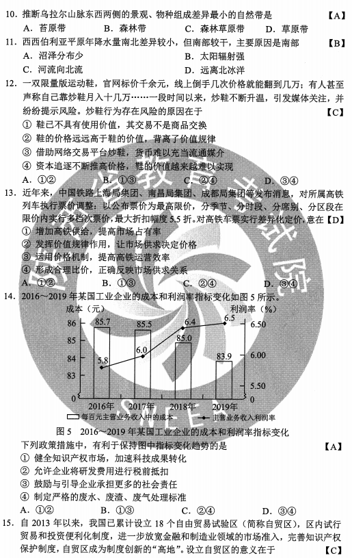 2020全国2卷高考文综试题及答案解析【word精校版】