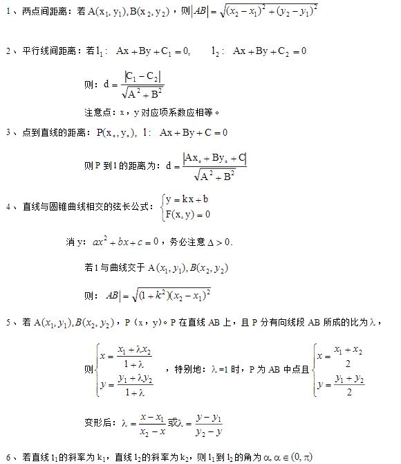 高中数学公式总结:解析几何_高三网