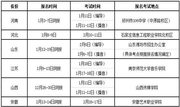 湖南师范大学2017年播音、编导类校考时间地点