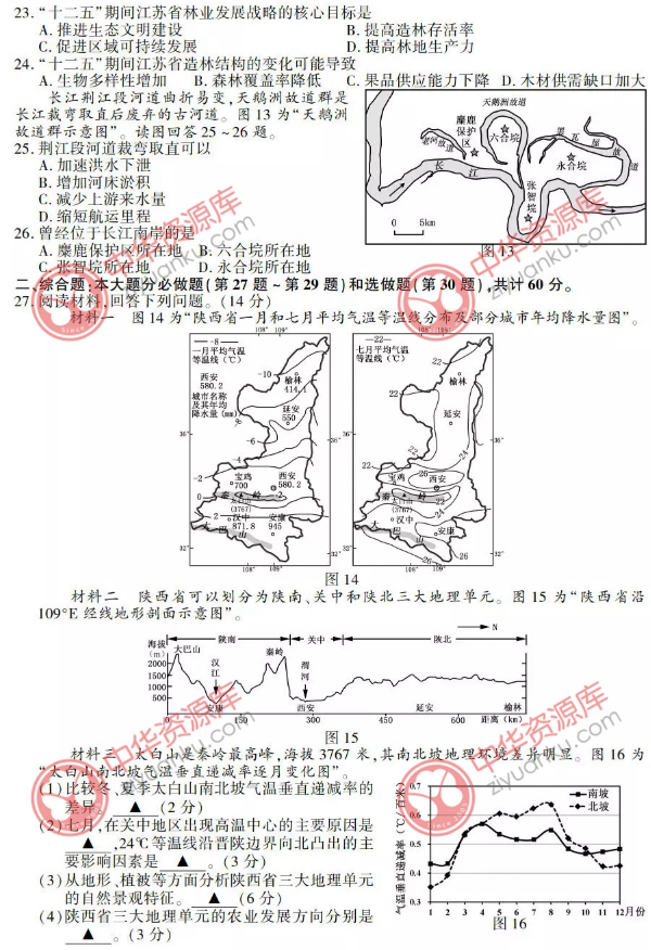 2018江苏高考地理试题原卷及答案【图片版】