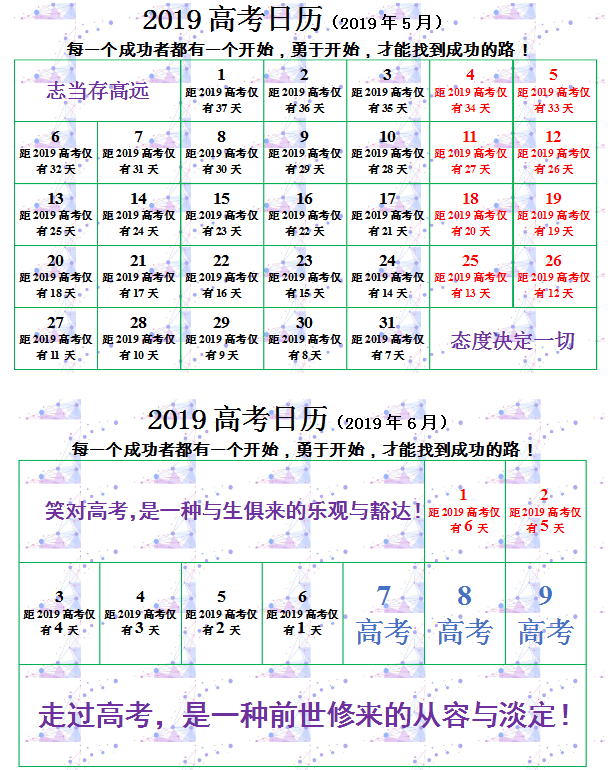 2019高考倒计时100天是哪天