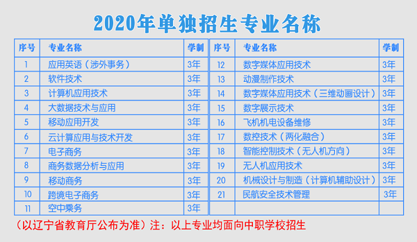沈阳北软信息职业技术学院2020年春招专业