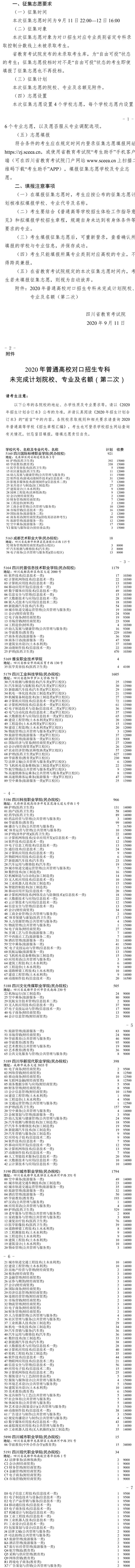 2020四川对口高考专科第二次征集志愿时间