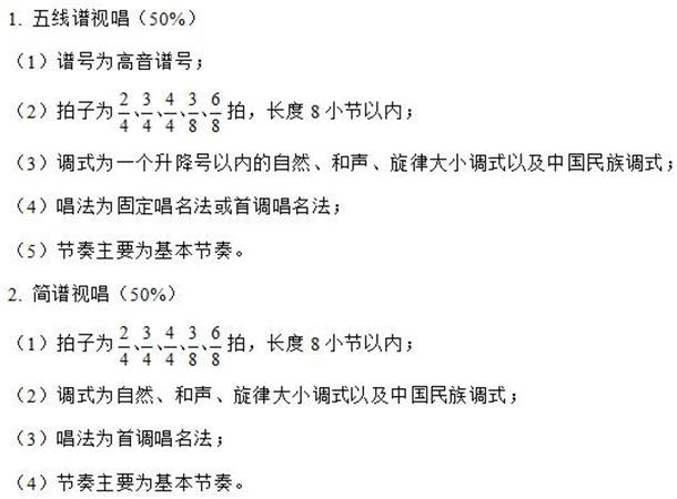 2021年重庆音乐类专业统考考试大纲