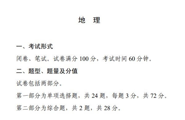 2021重庆高中学业水平考试考试内容及分值
