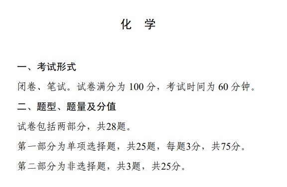 2021重庆高中学业水平考试考试内容及分值