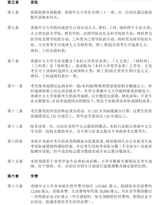 香港中文大学2021年招生简章 录取原则是什么