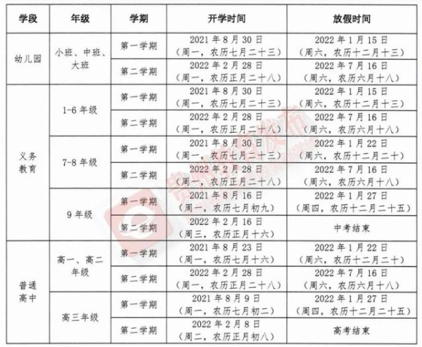 2021年贵州高中暑假放假时间最新公布