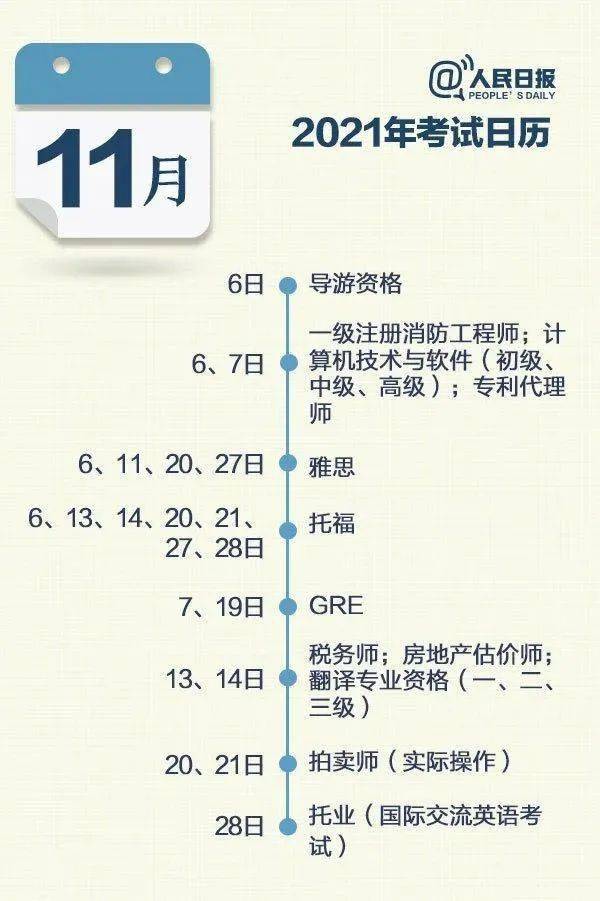 2021年大学生考试时间表 秋季开学后有哪些考试