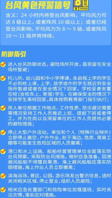 深圳台风黄色预警