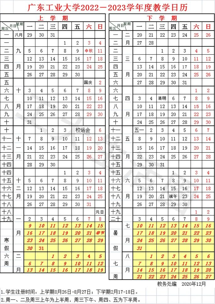 2023广东工业大学寒假时间安排 什么时候放寒假
