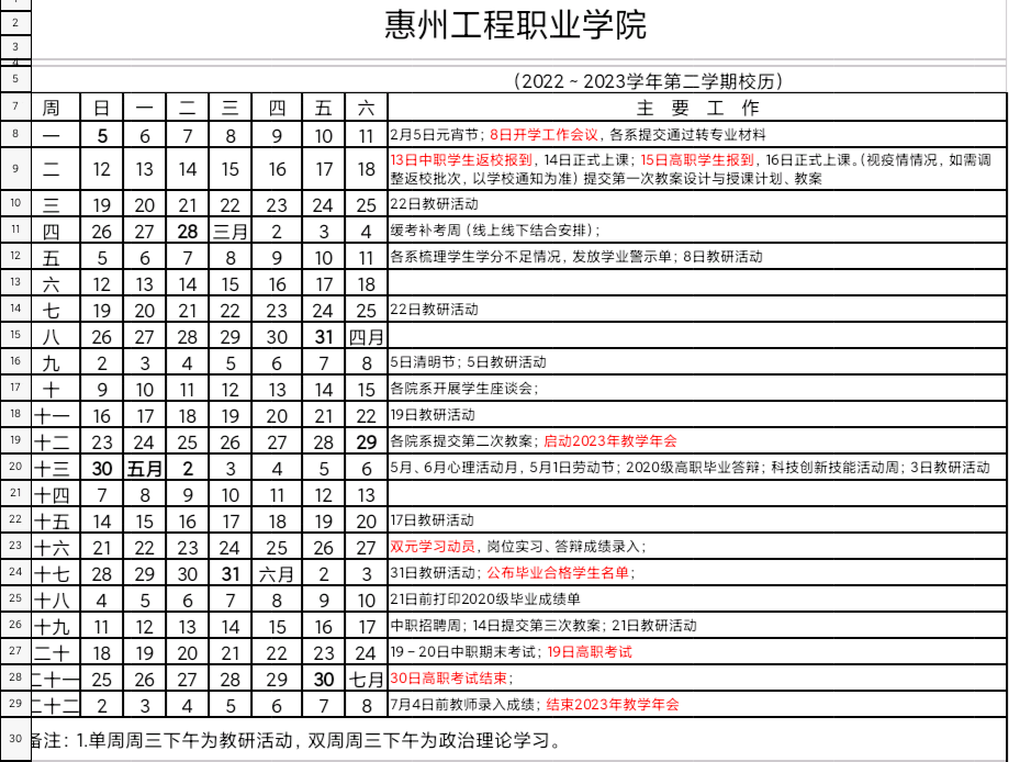 2023惠州工程职业学院寒假时间安排 什么时候放寒假