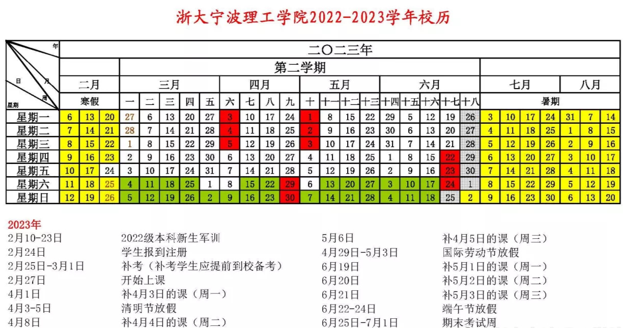 2023浙大宁波理工学院寒假开始和结束时间 什么时候放寒假