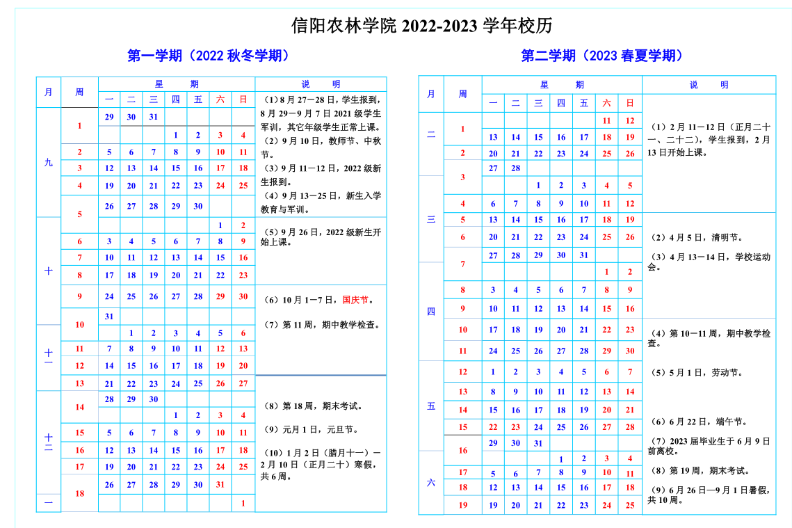 2023信阳农林学院暑假放假时间什么时候 几月几号开学