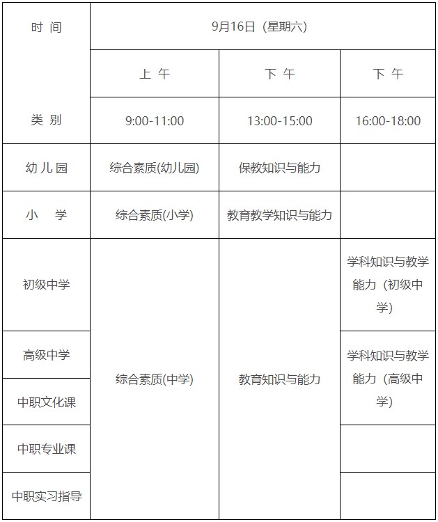 江西2023下半年中小学教师资格考试时间