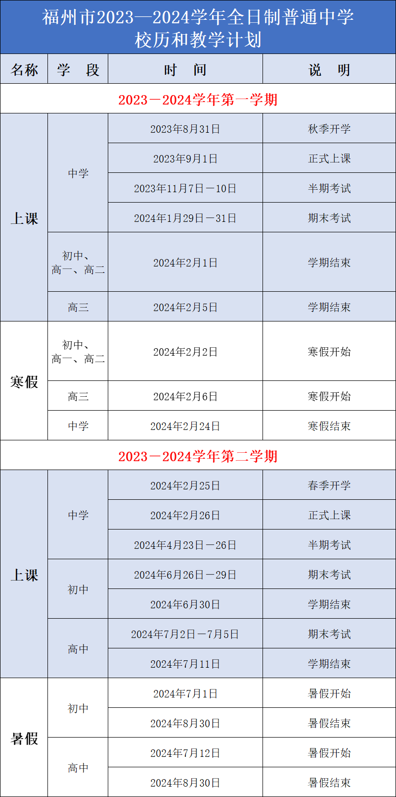 2024福建中小学寒假放假时间什么时候 几月几号放寒假