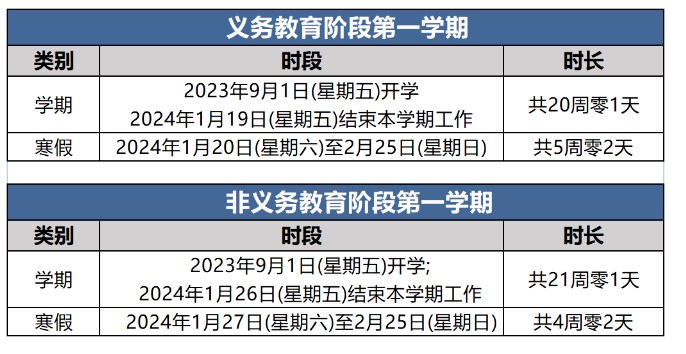 北京2024中小学寒假放假时间几月几号