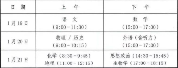 吉林新高考2024七省联考时间安排 具体各科目考试时间