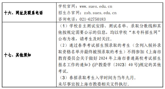 2024上海工程技术大学春季高考招生简章 招生专业及计划