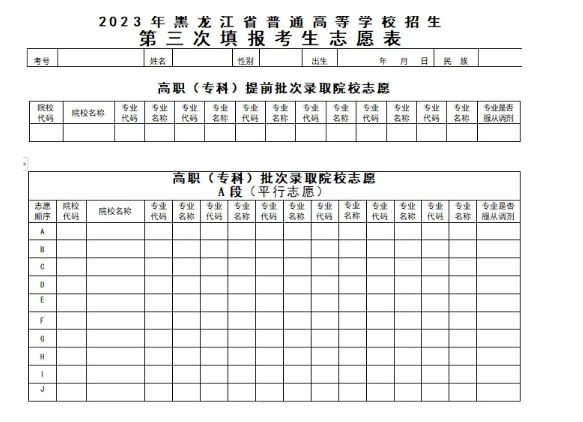 黑龙江高考志愿填报表范本 如何填报志愿