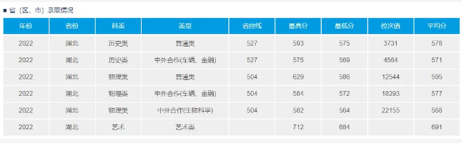 2022武汉理工大学中外合作办学分数线（湖北）