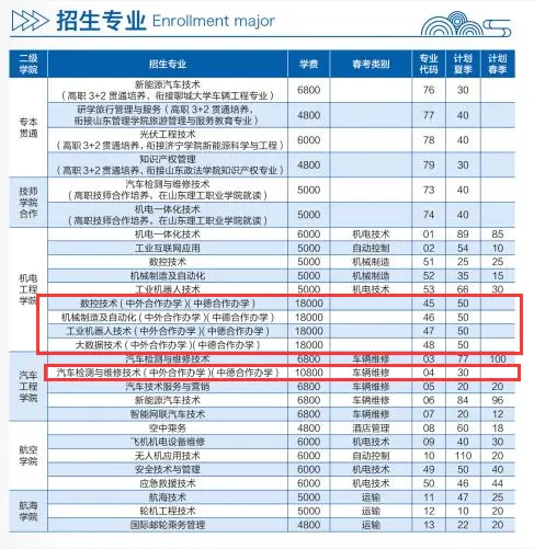 2024山东理工职业学院中外合作办学各专业一年多少钱