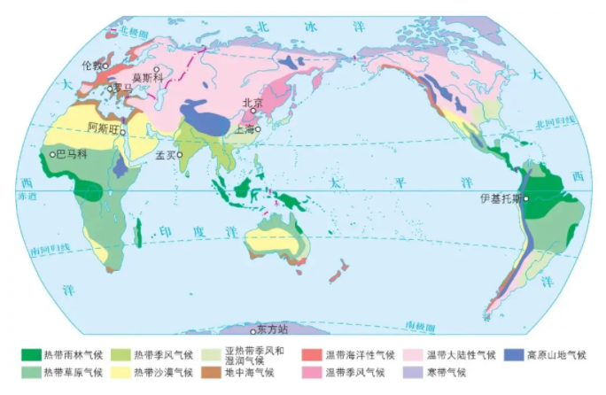 世界气候类型分布图