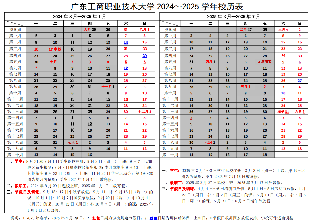 2025年广东工商职业技术大学寒假放假开始及结束时间 几号开学