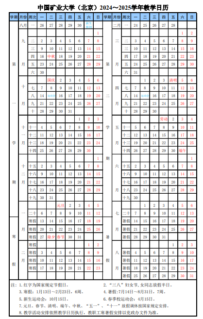 2025年中国矿业大学（北京）寒假放假开始及结束时间 几号开学