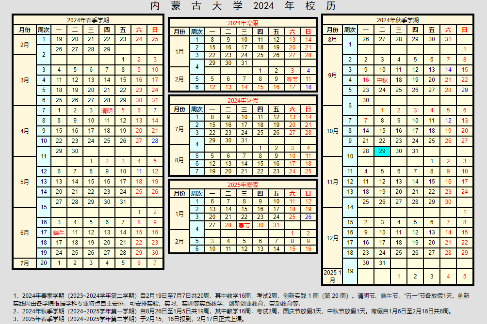 2025年内蒙古大学寒假放假开始及结束时间 几号开学