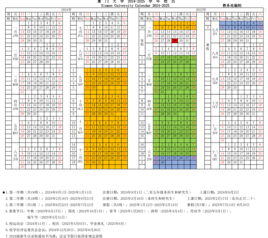 2025厦门大学寒假放假及开学时间 一共放多少天