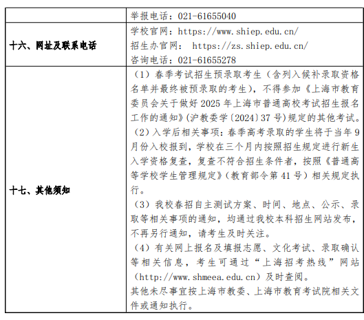 2025上海电力大学春季高考招生简章 招生专业及计划