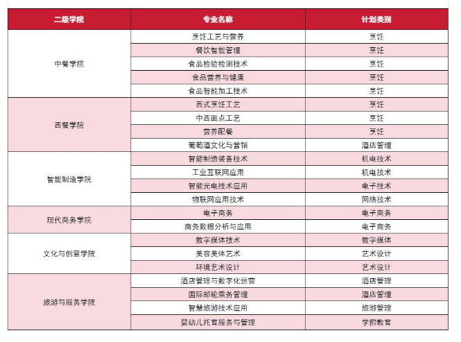 山东城市服务职业学院2025年单招综招招生计划