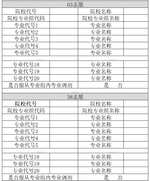 2025广西高考志愿模拟填报样表一览