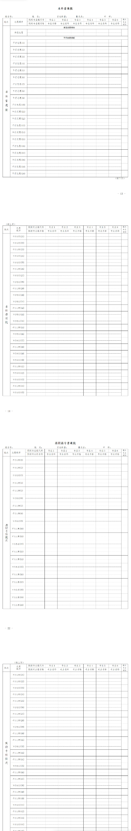 2025甘肃新高考45个志愿填报样表