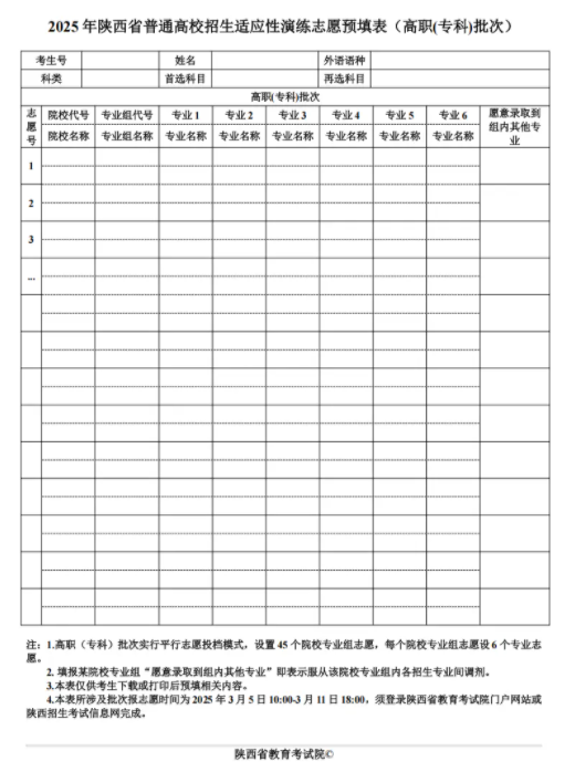 2025高考志愿表填写样本 怎么报志愿比较好