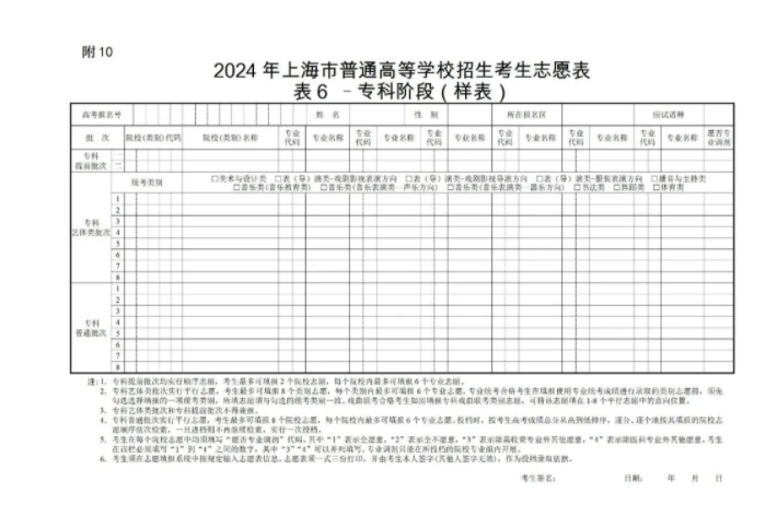 2025年全国高考志愿填报样表范本 具体怎么填报