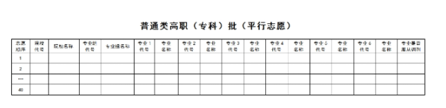 2025黑龙江新高考40个志愿填报样表 