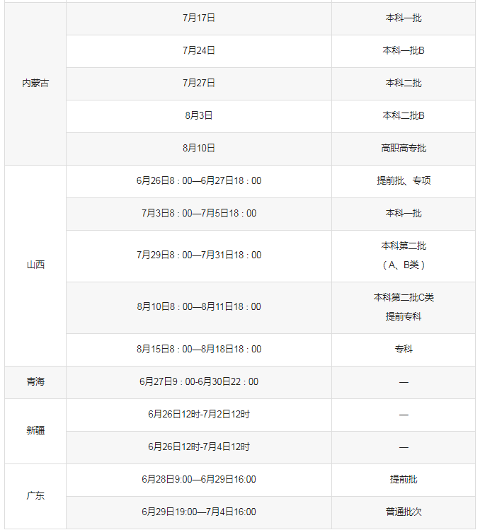 2025全国各省高考志愿填报时间什么时候