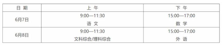 2025新疆高考考试时间安排