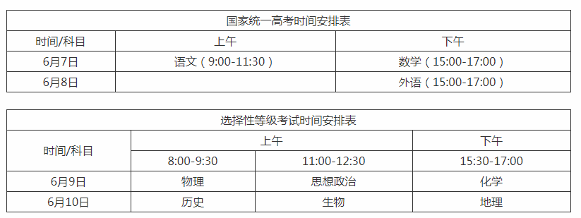 3+3高考模式（通常为4天）