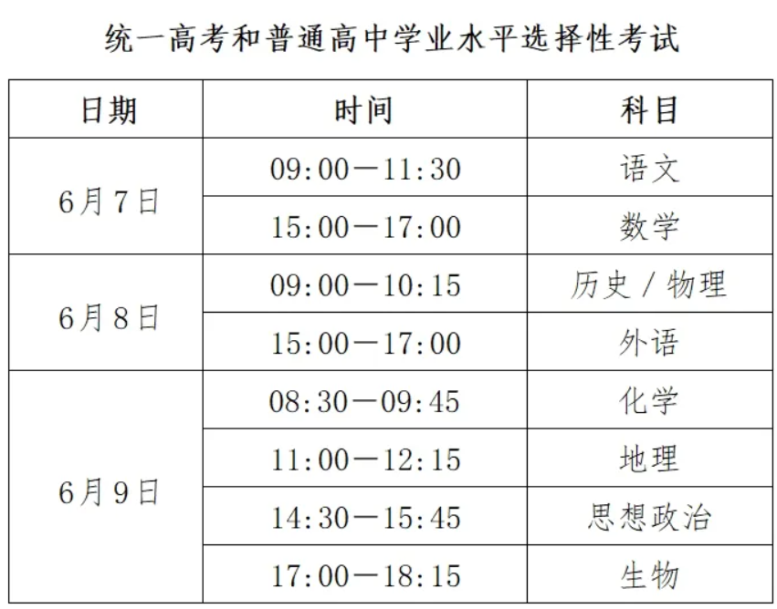 2025年河北高考时间是什么时候 具体哪几天考试