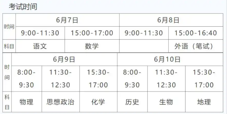 25年山东高考时间安排 具体哪几天考试