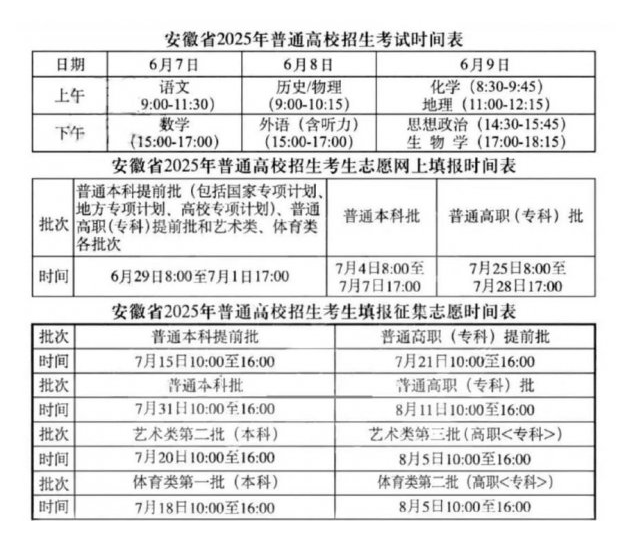 2025安徽高考志愿填报时间几月几号 2025安徽高考志愿填报时间几月几号