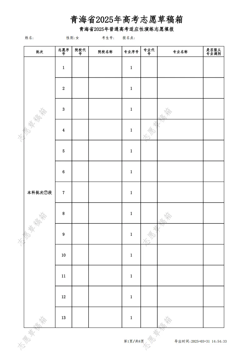 2025青海高考可以填多少个志愿和学校 附志愿设置及样表 2025青海高考可以填多少个志愿和学校 附志愿设置及样表