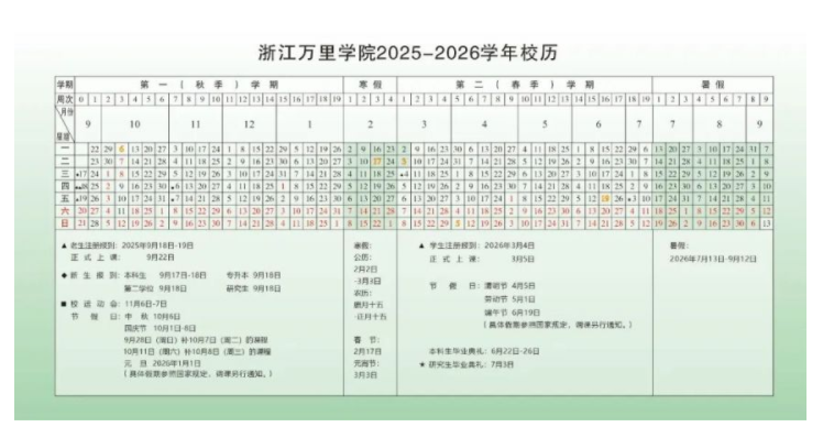 2025浙江万里学院新生开学时间及入学须知